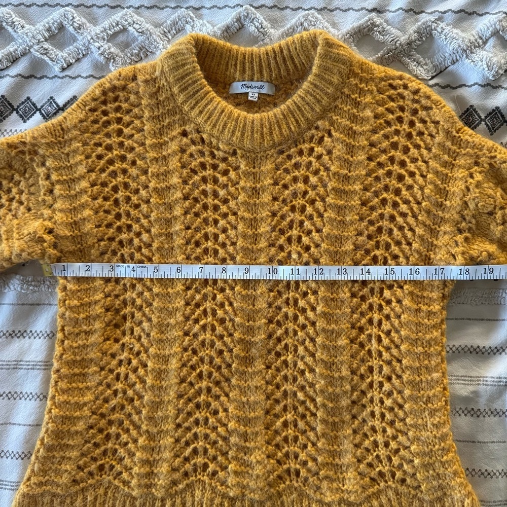 Madewell Windemere Pointelle Pullover Sweater Fuzzy Alpaca Blend -XS - Picture 11 of 12